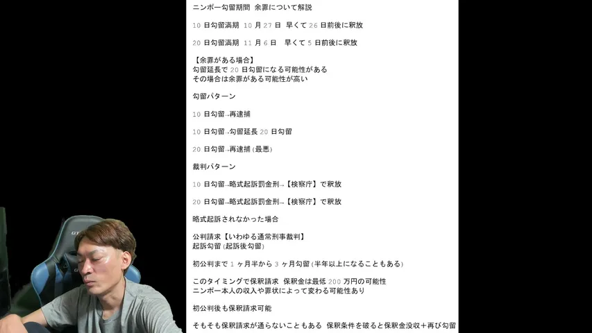 ニンポー勾留期間 余罪について解説
