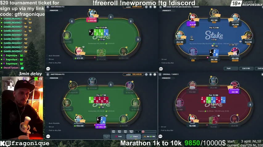 fragonique playing Poker - Live Casino Stream