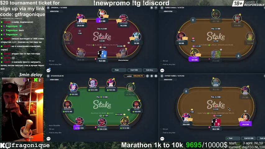 fragonique playing Poker - Live Casino Stream