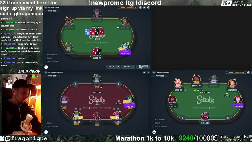fragonique playing Poker - Live Casino Stream