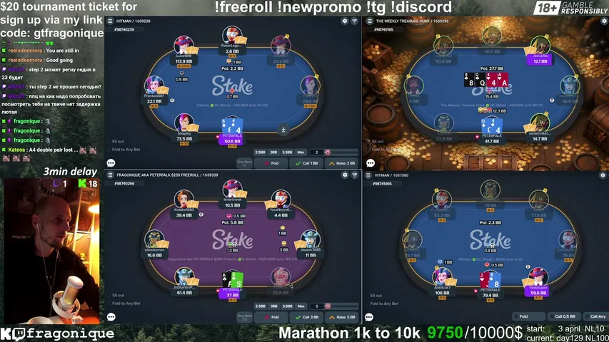 fragonique playing Poker - Live Casino Stream