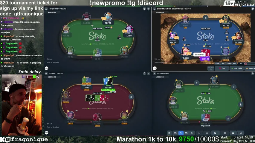 fragonique playing Poker - Live Casino Stream