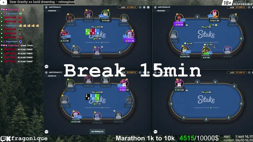 Stake Poker Centurion Series (PETERFALK). Cash NL50. Marathon from 1k to 10k. Day 51.