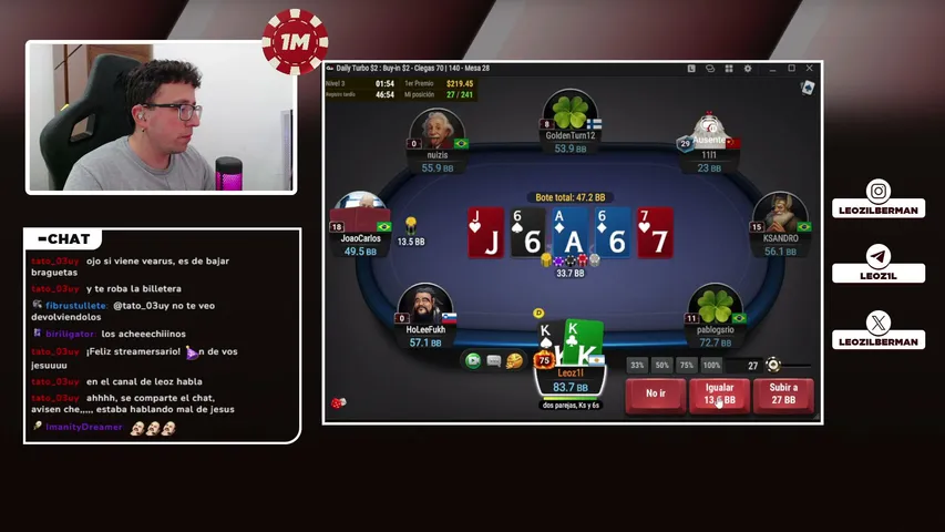 Leoz1l playing Poker - Live Casino Stream