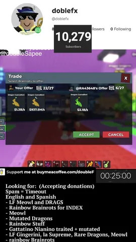 Trading for a Meowl -  Beating Rainbow Index - SAB Day 268