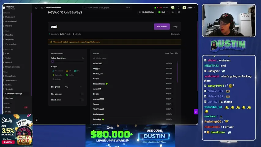 dustin playing Slots & Casino - Live Casino Stream