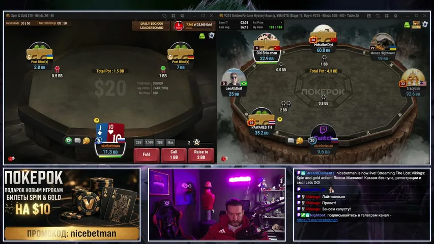 nicebetman playing Poker - Live Casino Stream