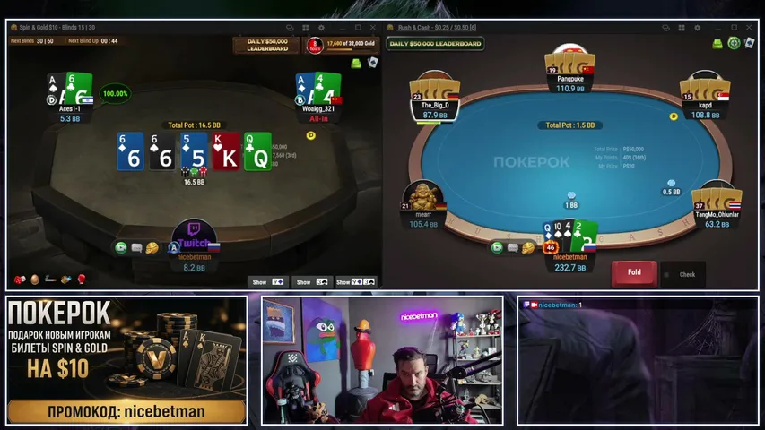 nicebetman playing Poker - Live Casino Stream