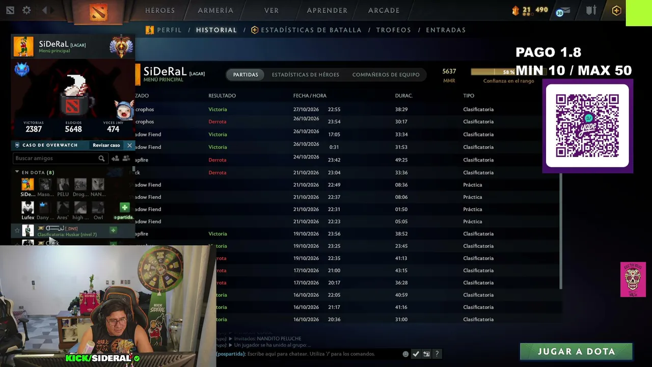 SiDeRaL — JUGANDO DOTA ( PANADERIA 1.8 ) | FT @iwobeka @masokugg  @NdreeGamers @KratossGG