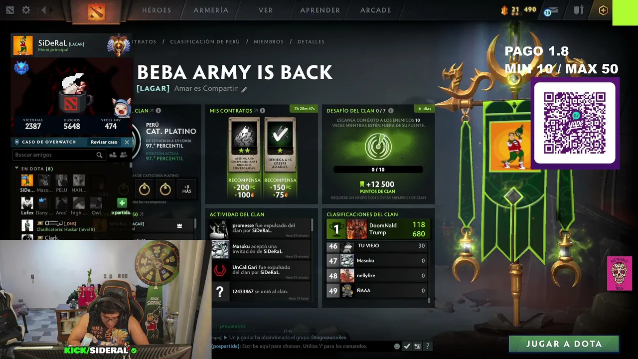 SiDeRaL — JUGANDO DOTA ( PANADERIA 1.8 ) | FT @iwobeka @masokugg  @NdreeGamers @KratossGG
