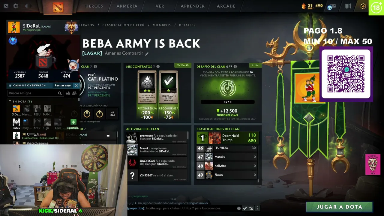 SiDeRaL — JUGANDO DOTA ( PANADERIA 1.8 ) | FT @iwobeka @masokugg  @NdreeGamers @KratossGG