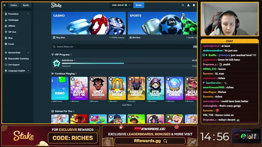 rollinriches playing Slots & Casino - Live Casino Stream
