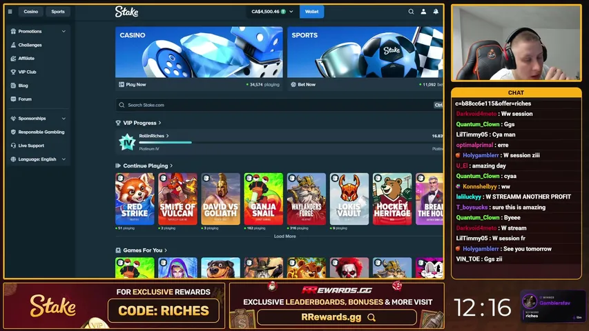 rollinriches playing Slots & Casino - Live Casino Stream