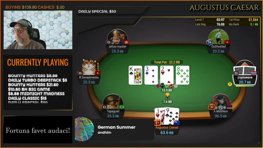 AugustusCaesarPoker playing Poker - Live Casino Stream