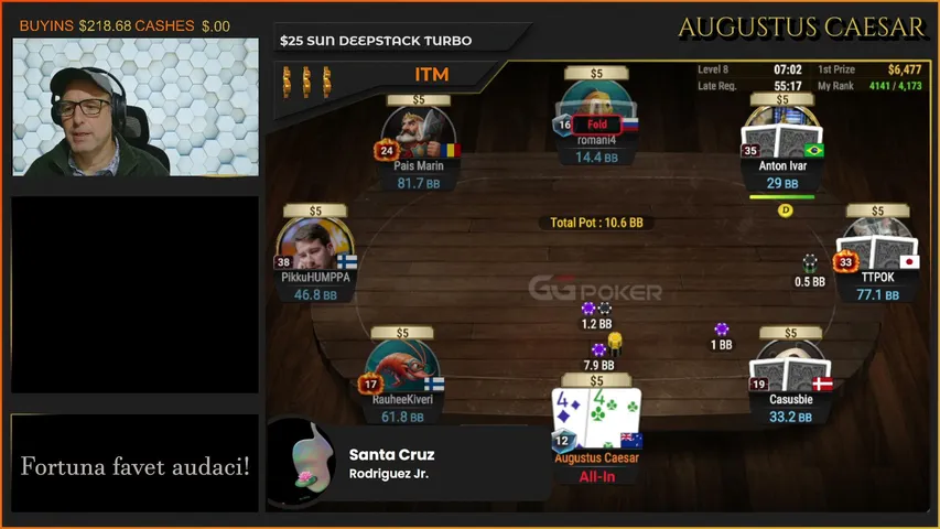 AugustusCaesarPoker playing Poker - Live Casino Stream