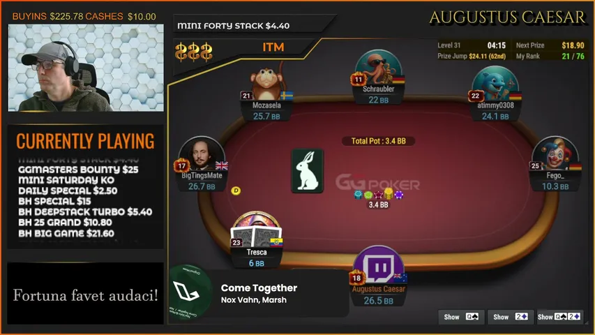 AugustusCaesarPoker playing Poker - Live Casino Stream
