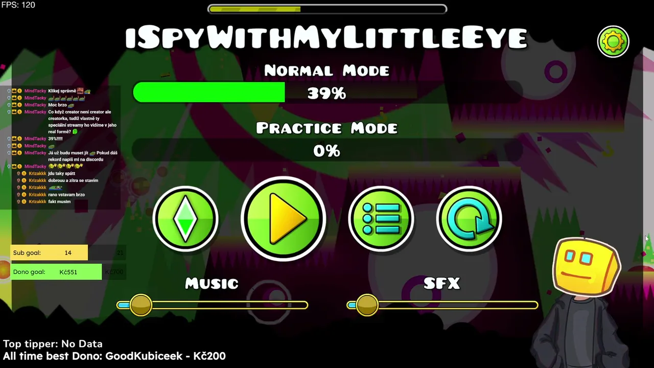 PRVNÍ DEMON geometry dash - !discord !donate !sub !alerty