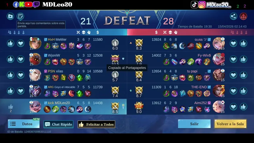 pasate a charlar mientras jugamos  mobile legends