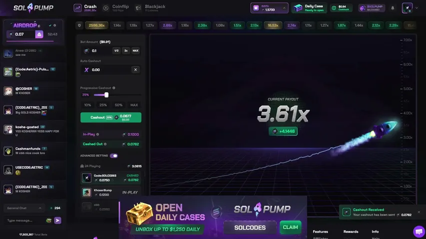 (FREE Solana) Solpump — 24/7 Crash, Coinflip, Blackjack & Jackpot 🚀 | !solpump