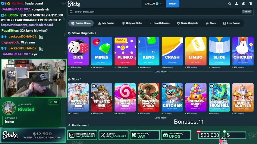 $20,000 CHUDMAXXING FREESTYLE| $100,000 IN !LEADERBOARDS + DOUBLE WEEKLY+ CODE:UFOS 🎉 | !leaderboard !stake !stakeus