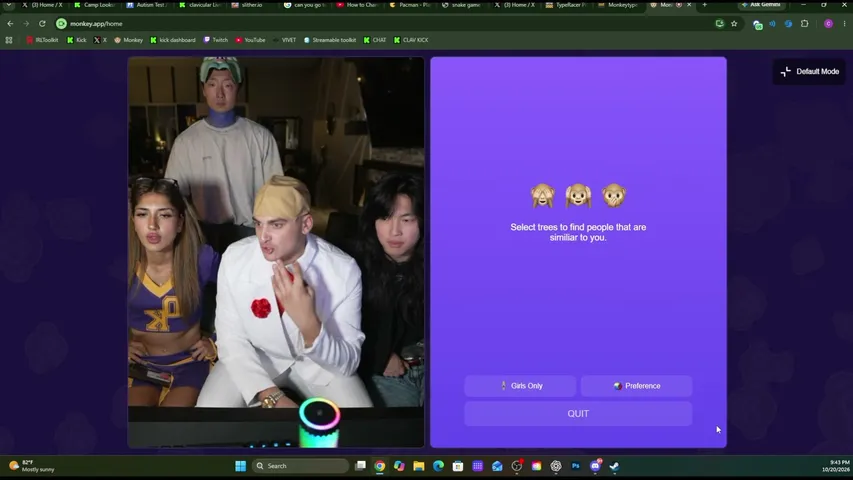Live preview of clavicular's Kick stream