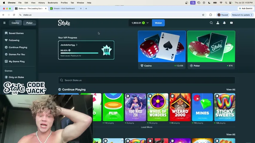 jackdoherty playing Slots & Casino - Live Casino Stream