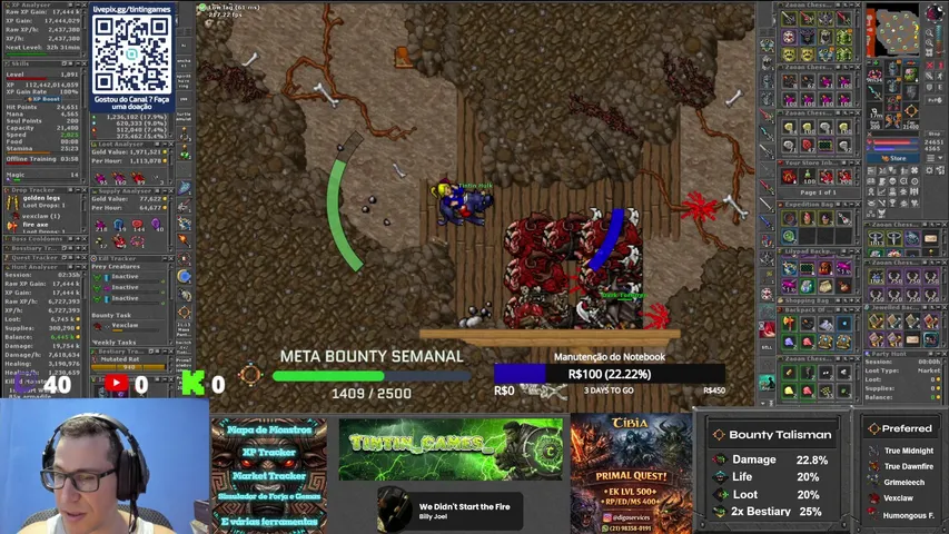[TIBIA GLOBAL] ✅ [PT/ESP] Rasteibra EK 1880+ ✅  Bakra + Soulwar + Graveborn BOSS FULL ✅ 34k bounty task points ✅ !exitlag ✅ !coins ✅