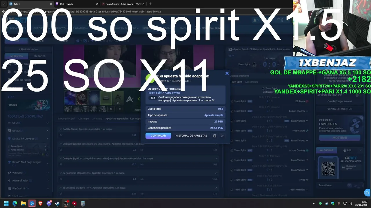 Benjaz — TEAM SPIRIT VS ASTRA INVICTA / PARI UNIVERSE DIA 4 🏆 / CODIGO : 1XBENJAZ ✅