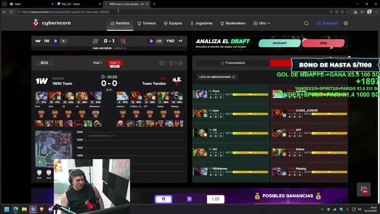 Benjaz — TEAM YANDEX VS 1WIN / PARI UNIVERSE DIA 4 🏆 / CODIGO : 1XBENJAZ ✅