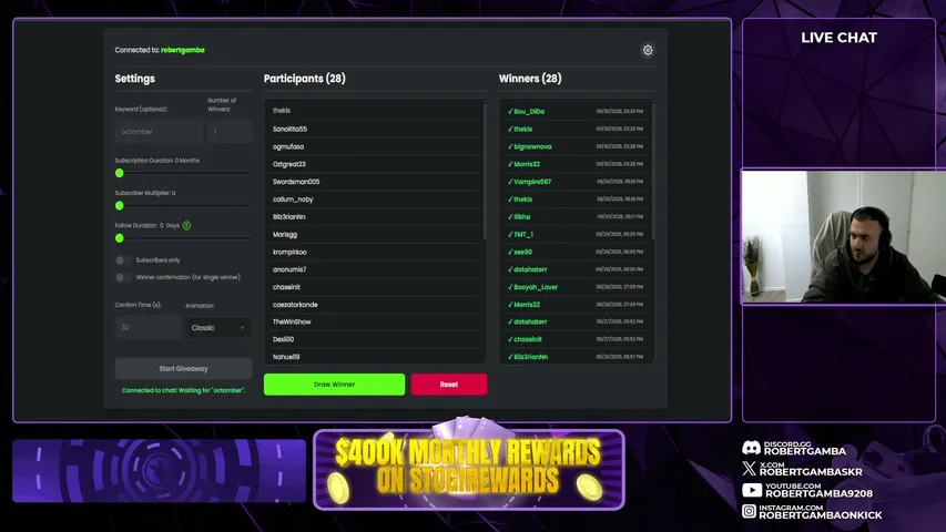 RobertGamba playing Slots & Casino - Live Casino Stream