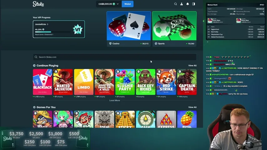 Jamie playing Slots & Casino - Live Casino Stream