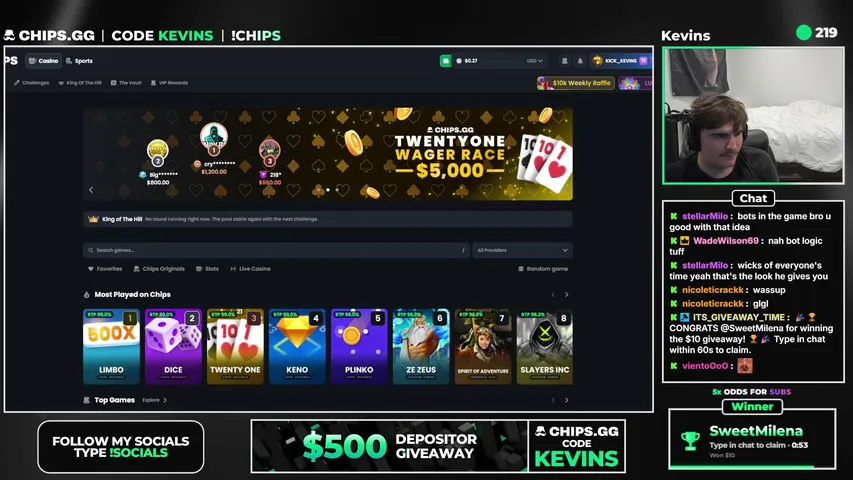 kevins playing Slots & Casino - Live Casino Stream