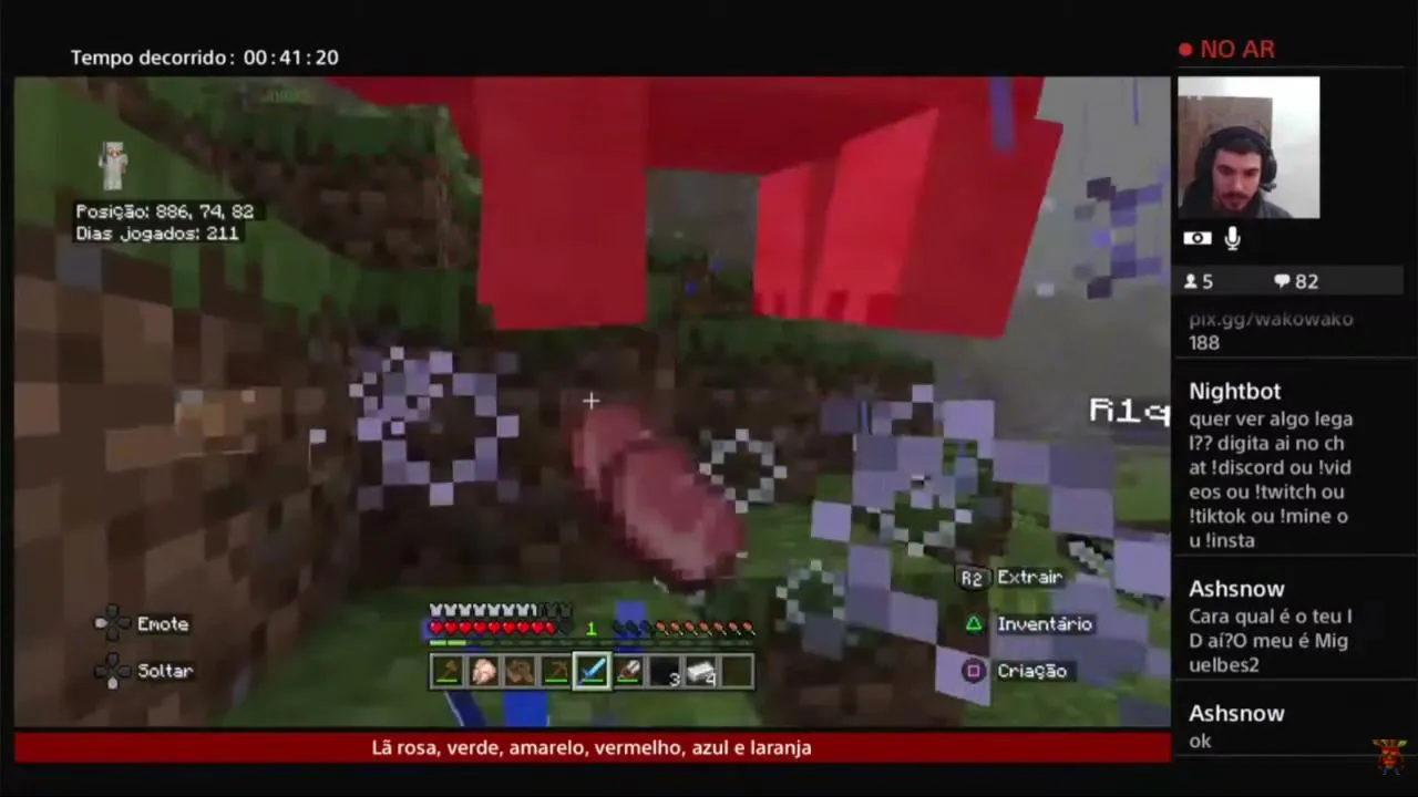 liv rerun jogando minecraft o servidor