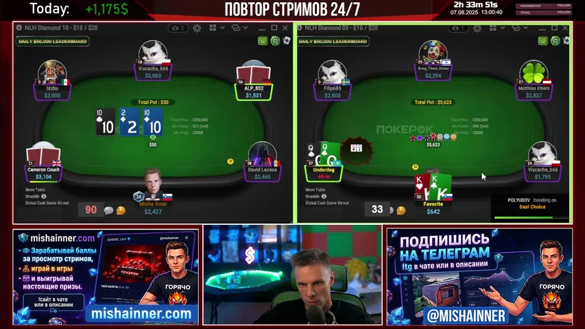 mishainner24 playing Poker - Live Casino Stream