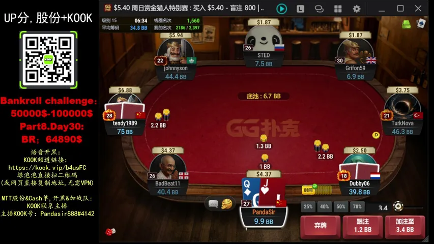 Bankroll：50000＄-100000＄（Part8.Day30）； BR：64890＄周内grinding