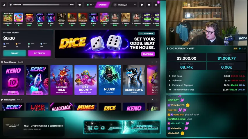 $3000 Raw Opening - !yeet For VIP Matching & a $5000 Leaderboard - HADDZY.COM