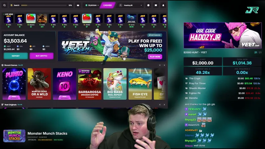 haddzyjr playing Slots & Casino - Live Casino Stream