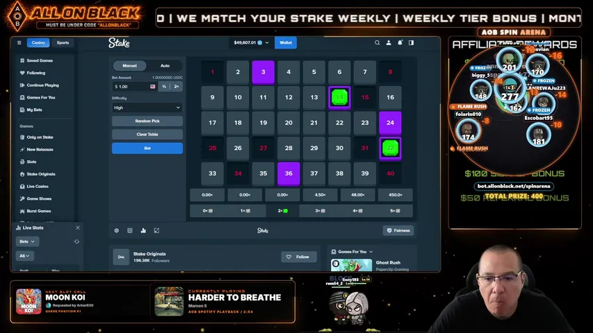 Giving out MONEY!  DROPS EVERY 7 MINS  $1000+ GIVEN AWAY EVERY DAY!   Slots, Roulette, Dice Stake Code: ALLonBLACK   Moon.com