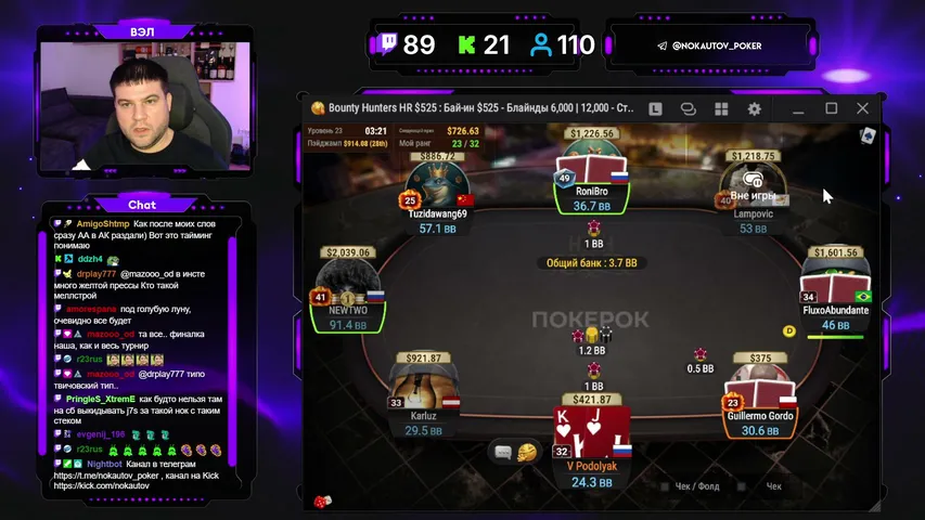 Nokautov playing Monopoly Poker - Live Casino Stream