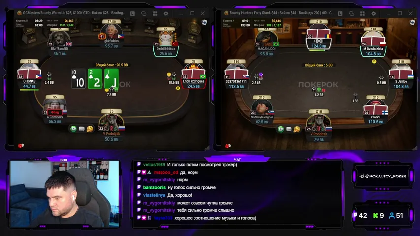 Nokautov playing Monopoly Poker - Live Casino Stream