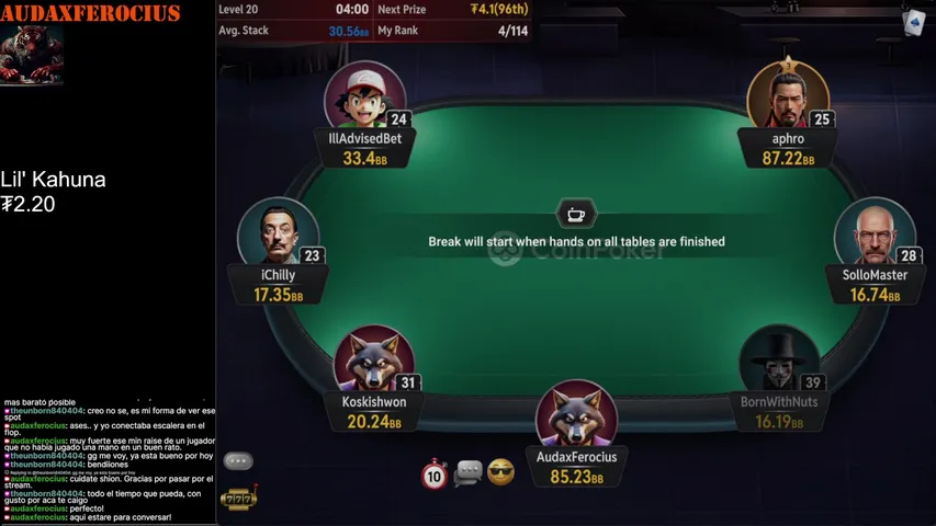 audaxferocius playing Poker - Live Casino Stream