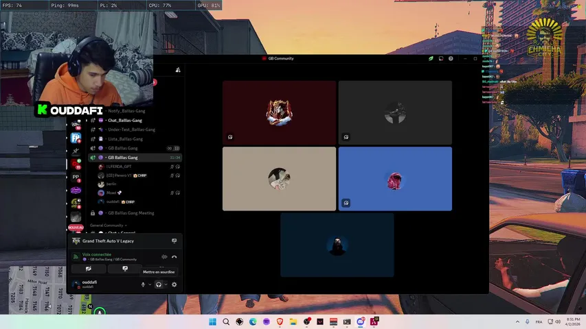 ouddafi on / subs on