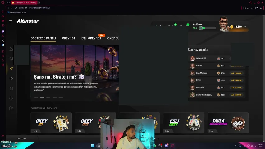 kuzi playing Table Games - Live Casino Stream