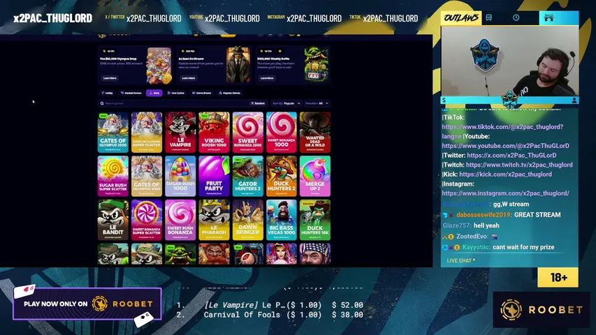 x2pac_thuglord playing Slots & Casino - Live Casino Stream
