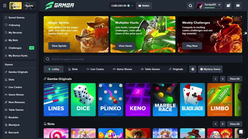 turnips83 playing Slots & Casino - Live Casino Stream