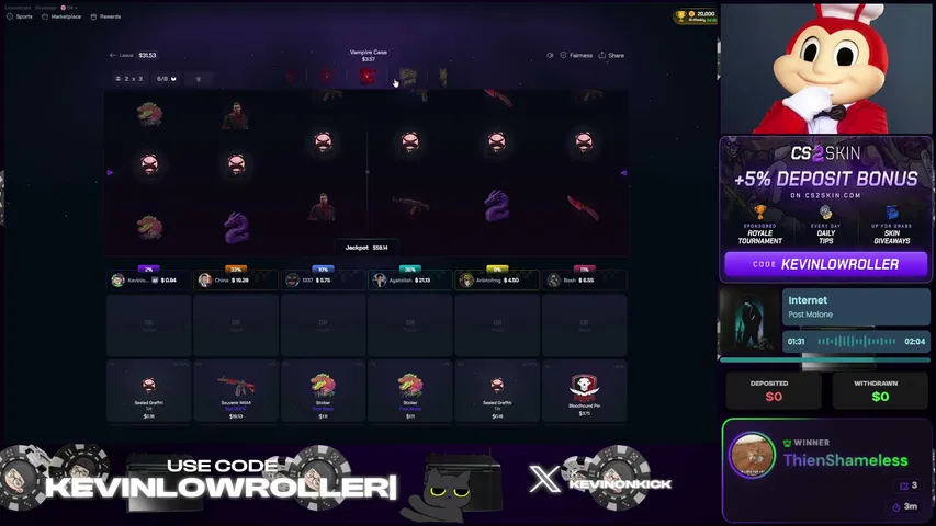 kevinlowroller playing Slots & Casino - Live Casino Stream