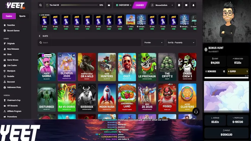 moose playing Slots & Casino - Live Casino Stream