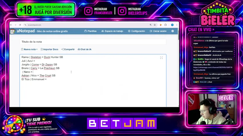 Juernesss 🔥 Nuevo seguidor = tipeo 💜 Torneo por tipeos en !betjam 💜 !ds !ig !clips ST. 3/5
