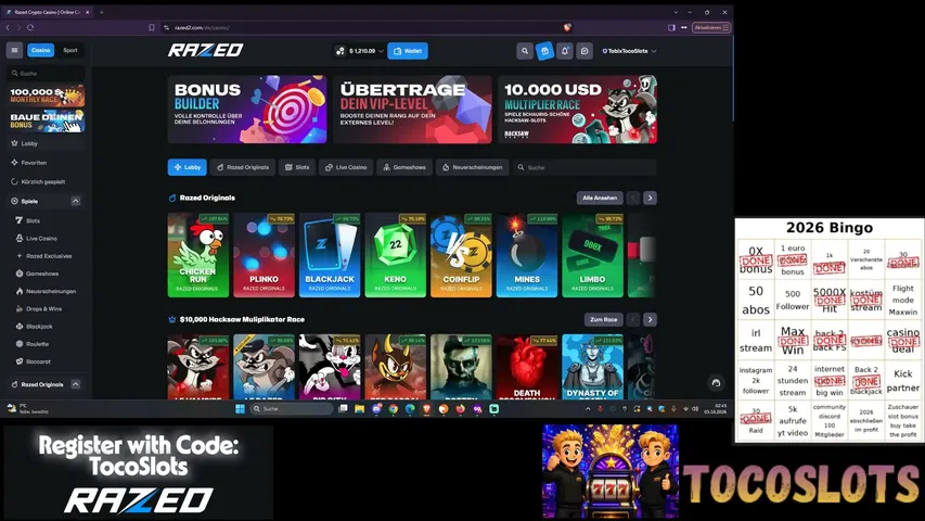 tocoslots playing Slots & Casino - Live Casino Stream