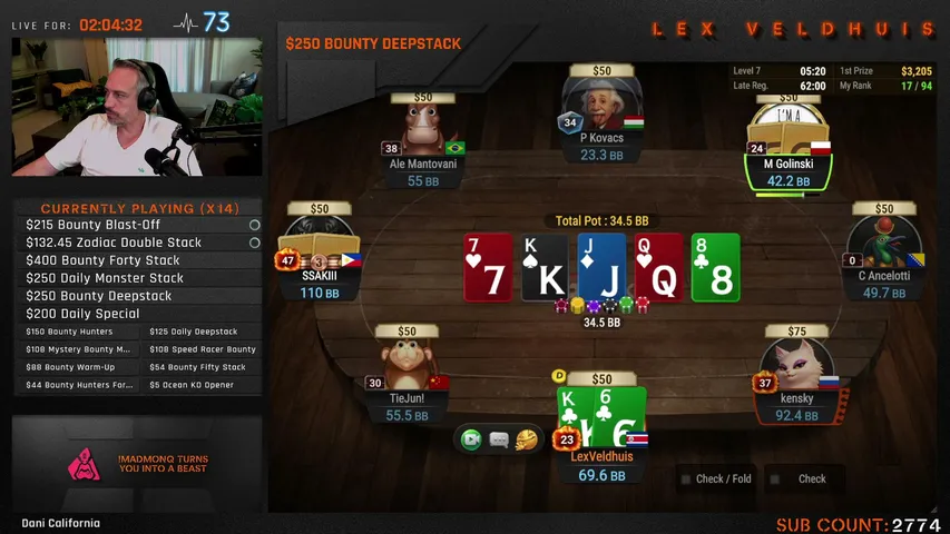 LexVeldhuis playing Poker - Live Casino Stream